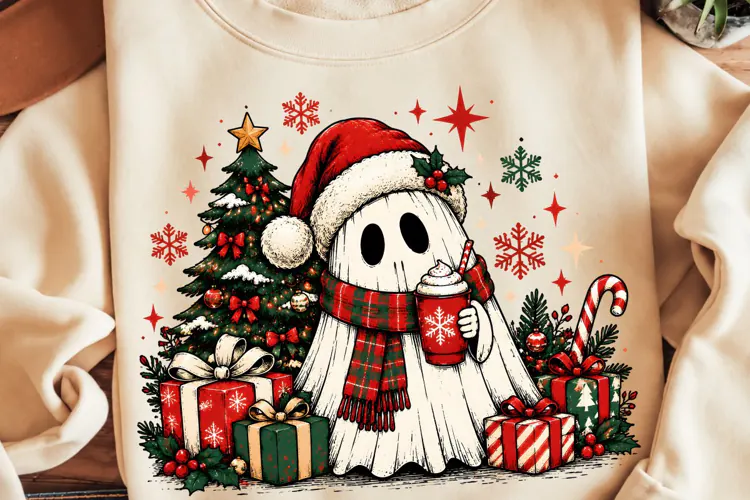 Sparkling Christmas Ghost PNG, Trending Christmas PNG