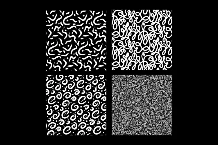Black and White Doodle Patterns 4 Seamless Designs