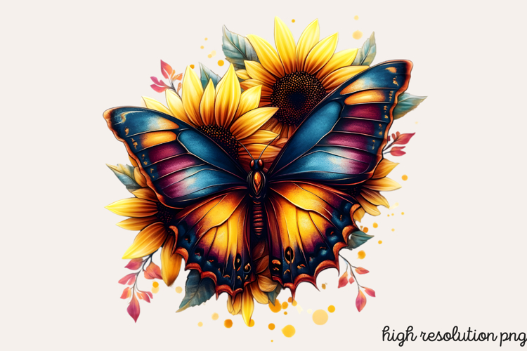 Butterfly Flowers Clipart PNG