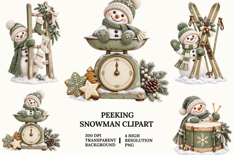 Little Christmas Gnome Clipart with Gifts, Treats and Snow example image 1