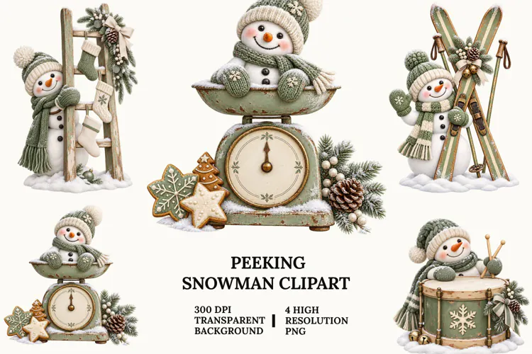 Little Christmas Gnome Clipart with Gifts, Treats and Snow