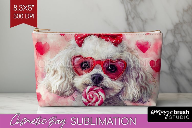 Bichon Frise Valentine Cosmetic Bag Valentines Day Makeup example image 1