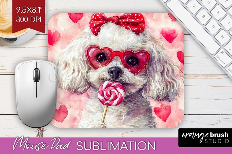 Bichon Frise Valentine Mouse Pad Sublimation Valentines Day