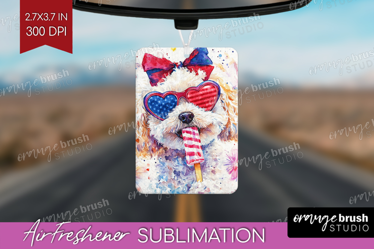 Bichon Frise Dog Air Freshener PNG 4th Of July PNG