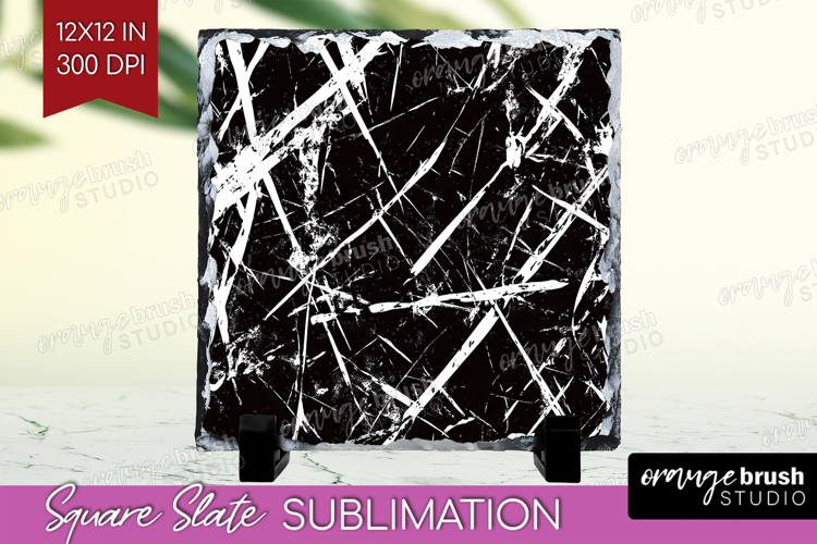 Black and White Slate PNG - Abstract Texture Square Slate