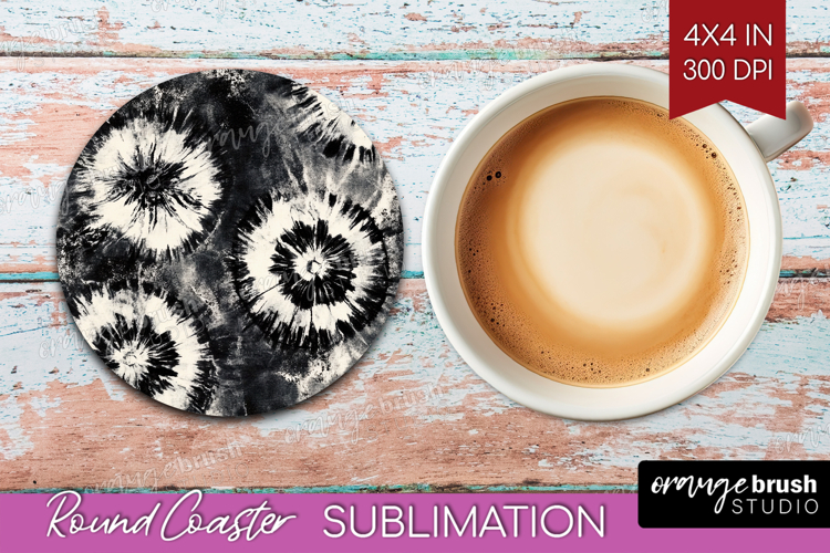Black and White Round Coaster - Abstract Texture Coaster PNG