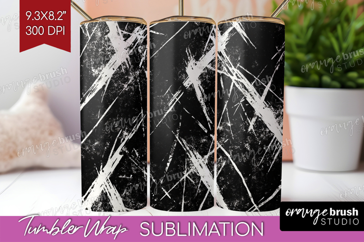 Black and White Tumbler Wrap - Abstract Texture Tumbler PNG