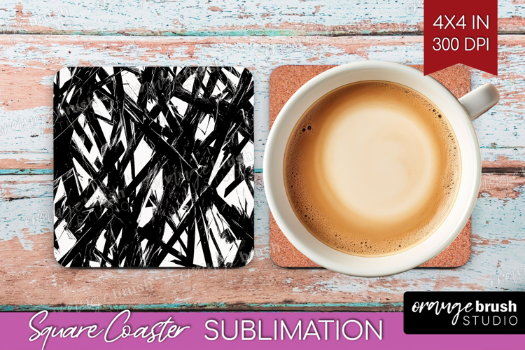 Black and White Square Coaster - Abstract Texture Coaster
