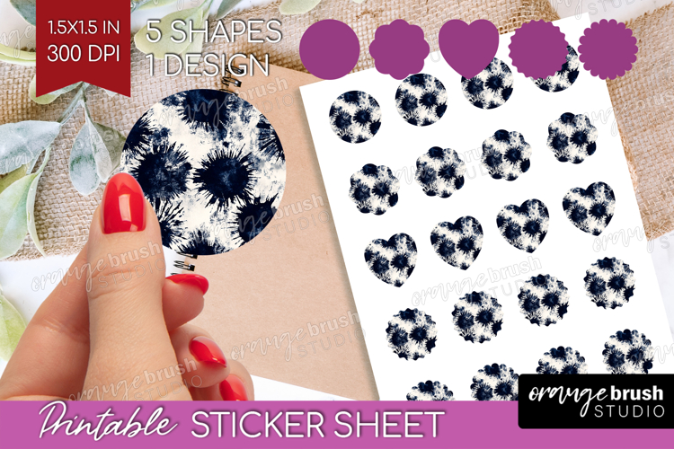 Black and White Round Sticker - Abstract Texture Printable