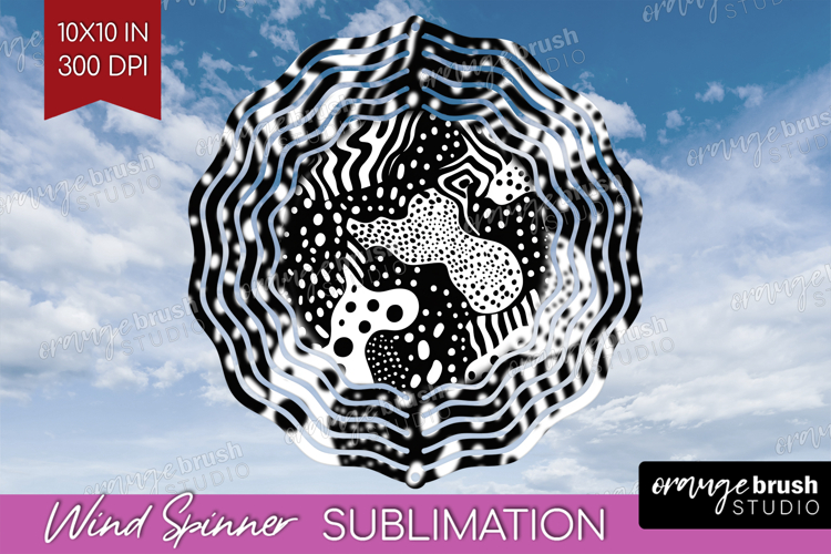 Black and White Wind Spinner Sublimation PNG - Abstract