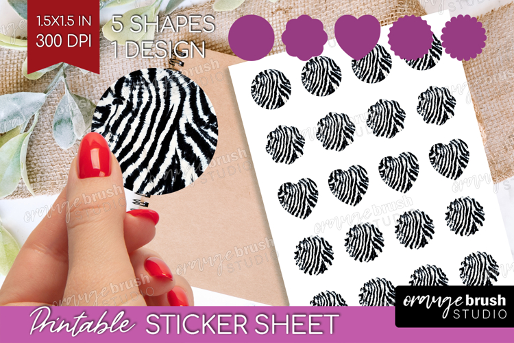 Black and White Round Sticker - Abstract Texture Printable