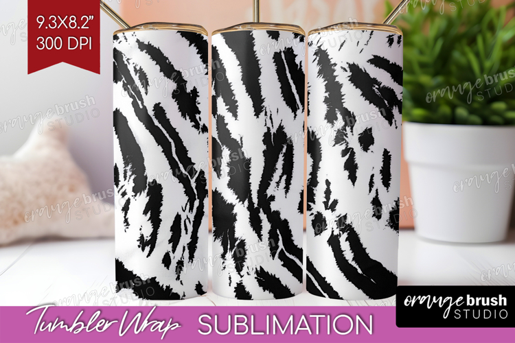 Black and White Tumbler Wrap - Abstract Texture Tumbler PNG