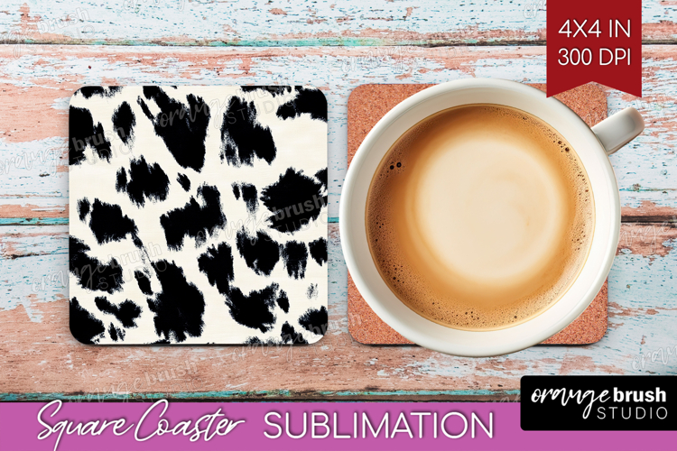 Black and White Square Coaster - Abstract Texture Coaster