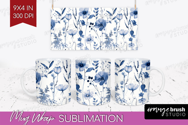 Wildflowers Mug Wrap - Summer Floral Mug PNG Sublimation