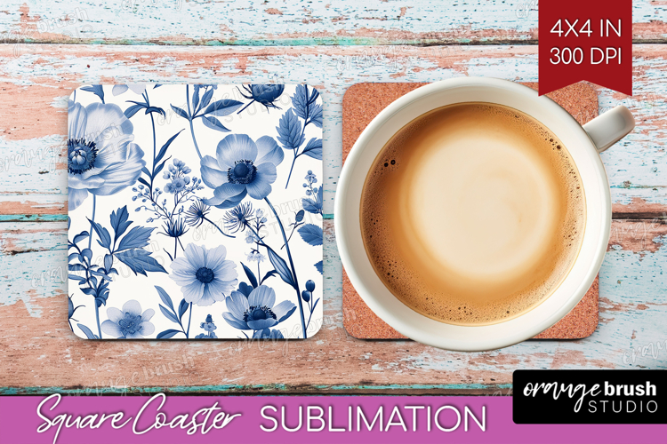 Wildflowers Square Coaster - Summer Floral Coaster PNG