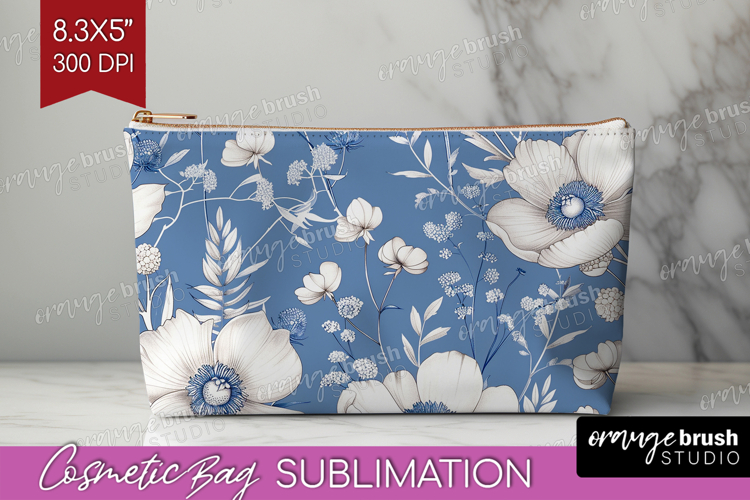Wildflowers Cosmetic Bag - Summer Floral Makeup Bag PNG