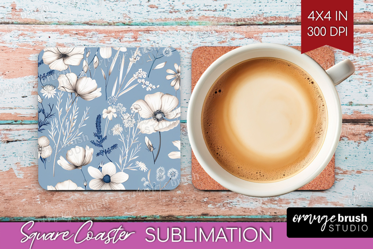 Wildflowers Square Coaster - Summer Floral Coaster PNG
