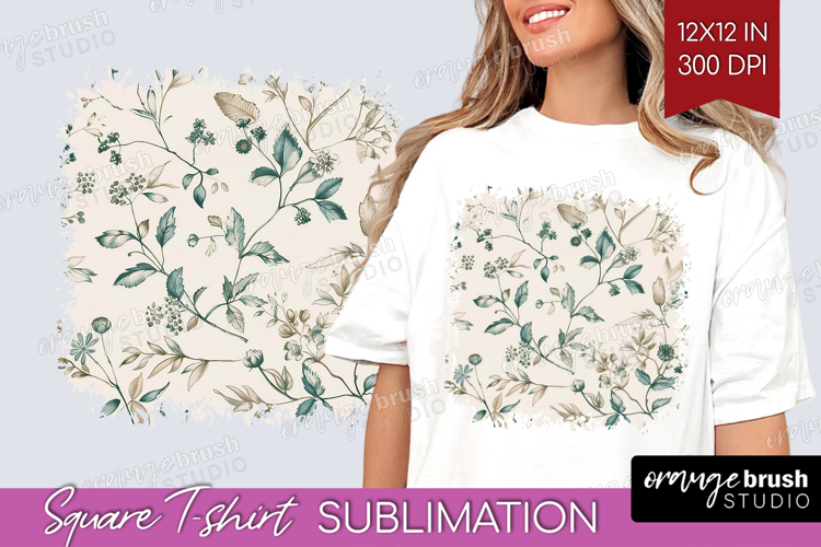 Wildflowers Square Tshirt Background - Summer Floral PNG