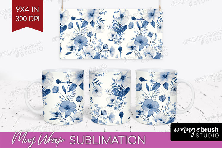 Wildflowers Mug Wrap - Summer Floral Mug PNG Sublimation