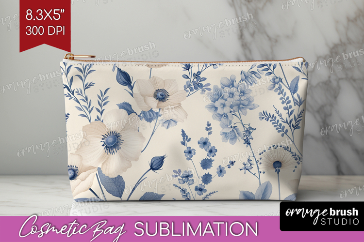 Wildflowers Cosmetic Bag - Summer Floral Makeup Bag PNG