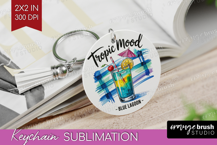 Blue Lagoon Cocktail Keychain PNG Summer Drink Keychain