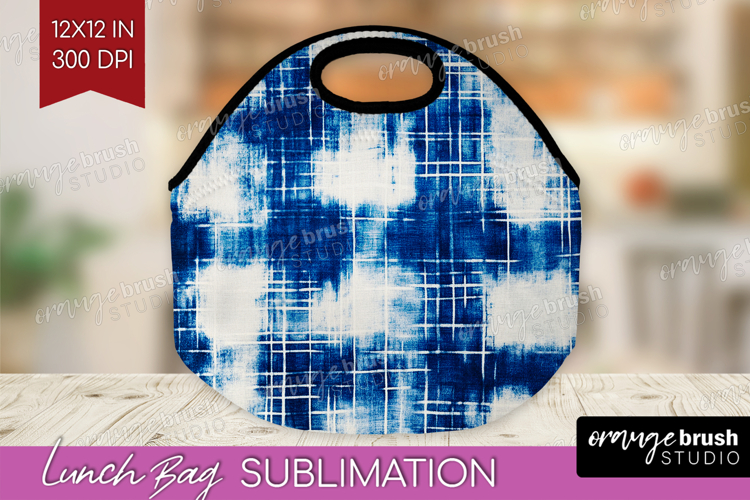 Blue Tie Dye Lunch Bag - Shibori Lunch Bug PNG Sublimation
