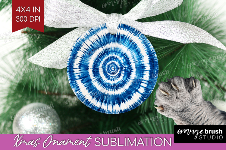 Blue Tie Dye Ornament PNG - Shibori PNG Sublimation
