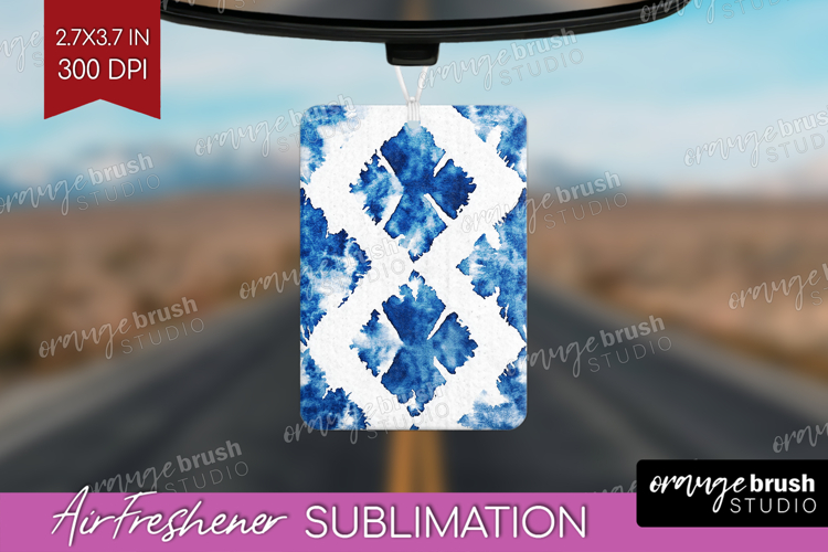 Blue Tie Dye Air Freshener PNG - Shibori PNG Sublimation