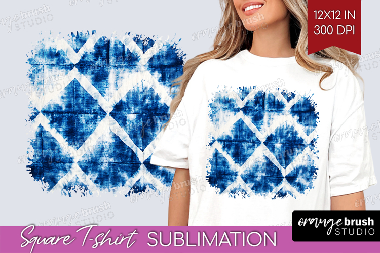 Blue Tie Dye Square Tshirt Background - Shibori PNG