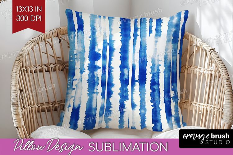 Blue Tie Dye Pillow Sublimation - Shibori Pillow Cover PNG