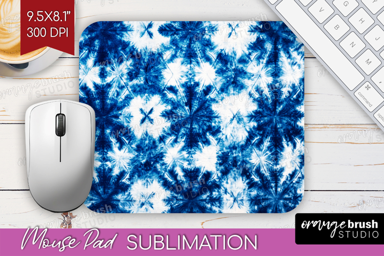 Blue Tie Dye Mouse Pad Sublimation - Shibori Mousepad PNG