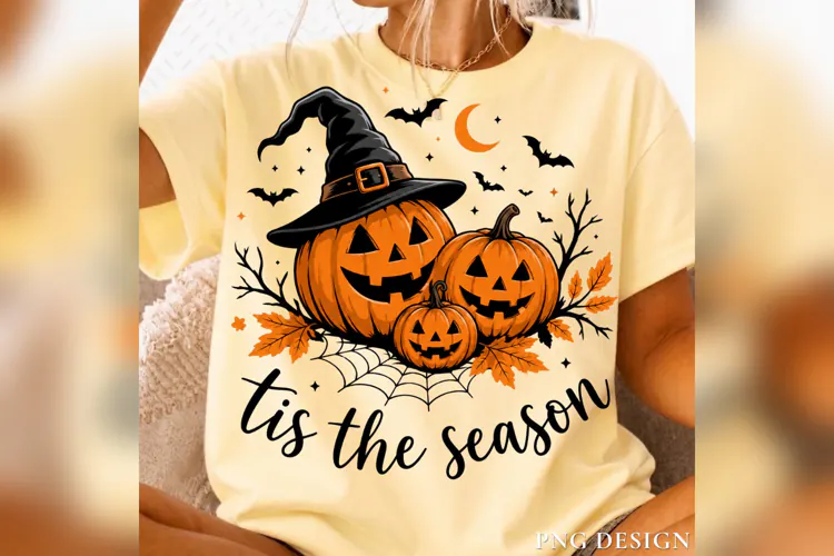 Tis the Season Halloween PNG, Pumpkin Witch Hat PNG, Spooky