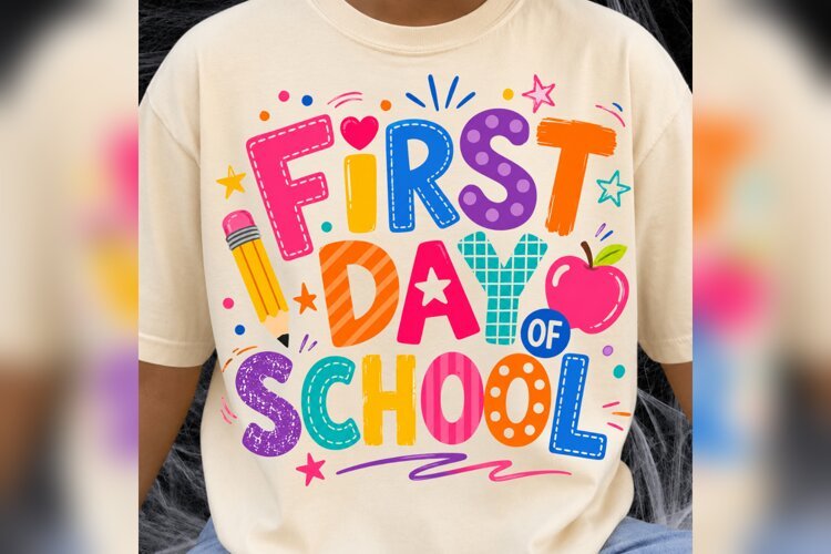 First Day of School PNG, Colorful Back to School Design example image 1