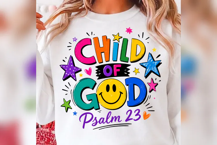 Child of God PNG, Psalm 23 Christian Design, Colorful Faith