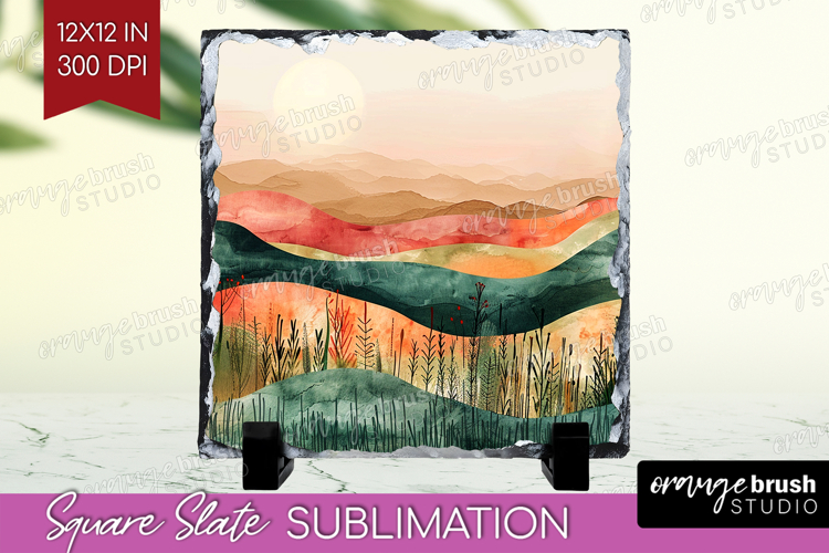 Boho Landscape Slate PNG - Minimalist Square Slate