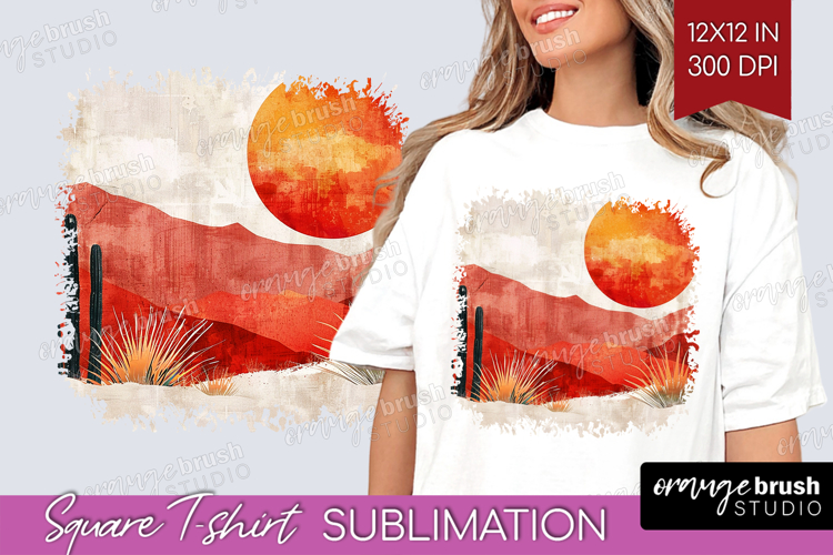 Boho Landscape Square Tshirt Background - Minimalist PNG