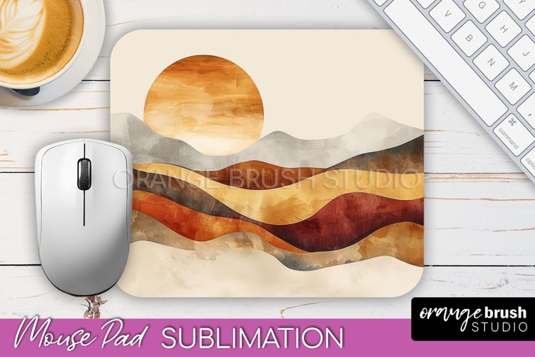 Boho Mouse Pad, Minimalist Landscape Mousepad Sublimation
