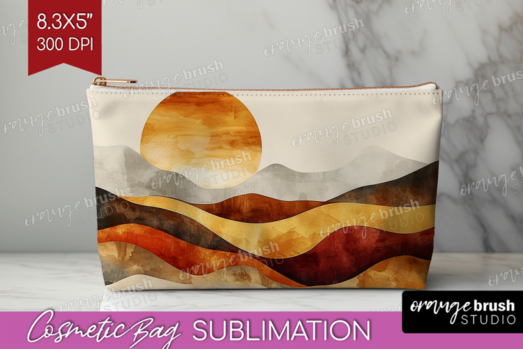 Boho Landscape Cosmetic Bag - Minimalist Makeup Bag PNG
