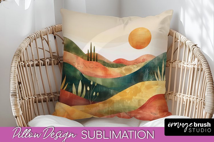 Boho Pillow Cover - Minimalist Landscape Pillow Sublimation