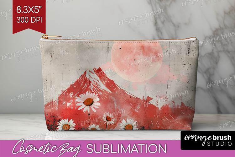 Boho Landscape Cosmetic Bag - Minimalist Makeup Bag PNG