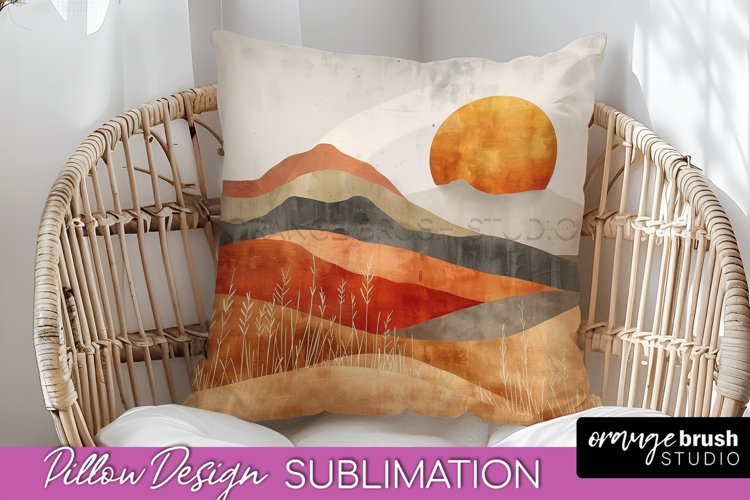 Boho Pillow Cover - Minimalist Landscape Pillow Sublimation
