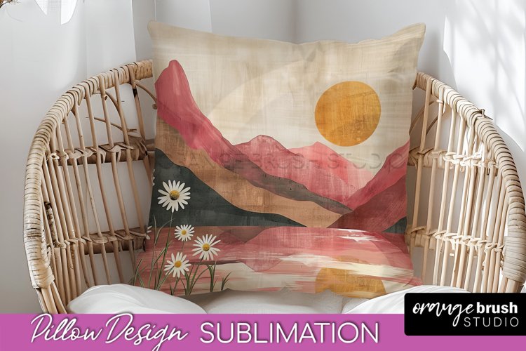 Boho Pillow Cover - Minimalist Landscape Pillow Sublimation