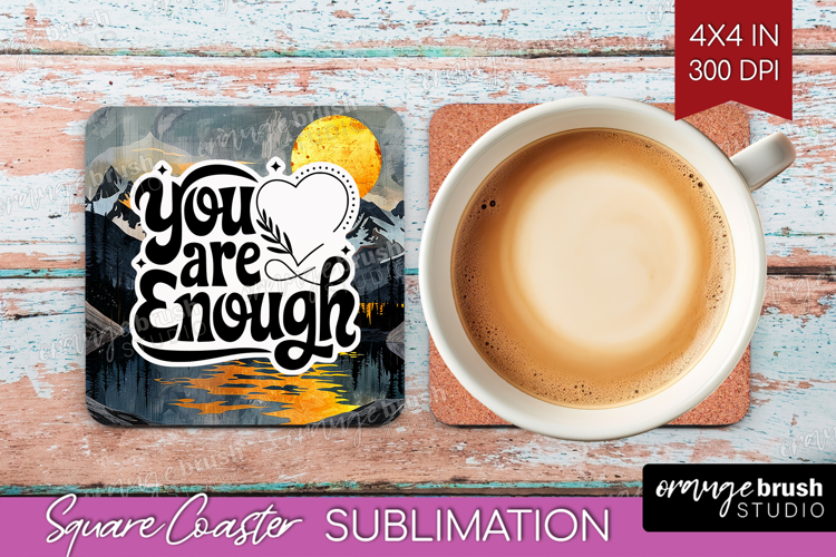 Inspirational Quote Square Coaster - Boho Coaster PNG
