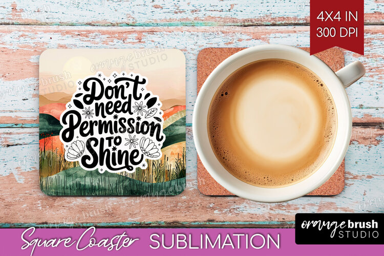 Inspirational Quote Square Coaster - Boho Coaster PNG example image 1