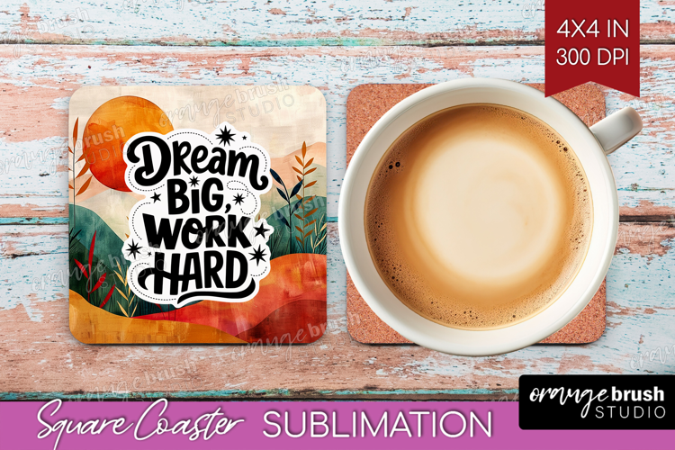 Inspirational Quote Square Coaster - Boho Coaster PNG