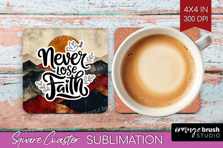 Inspirational Quote Square Coaster - Boho Coaster PNG example image 1