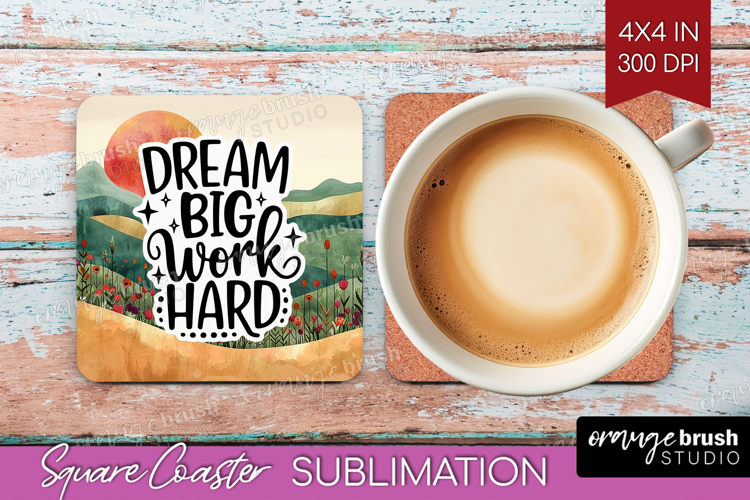 Inspirational Quote Square Coaster - Boho Coaster PNG