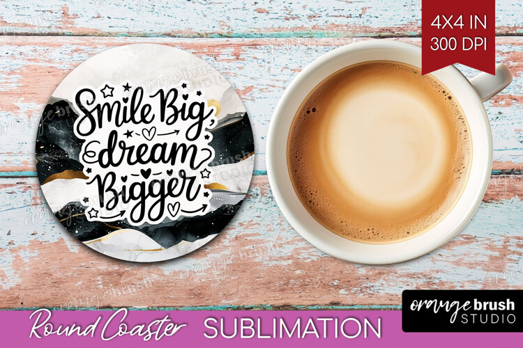 Inspirational Quote Round Coaster - Boho Coaster PNG example image 1