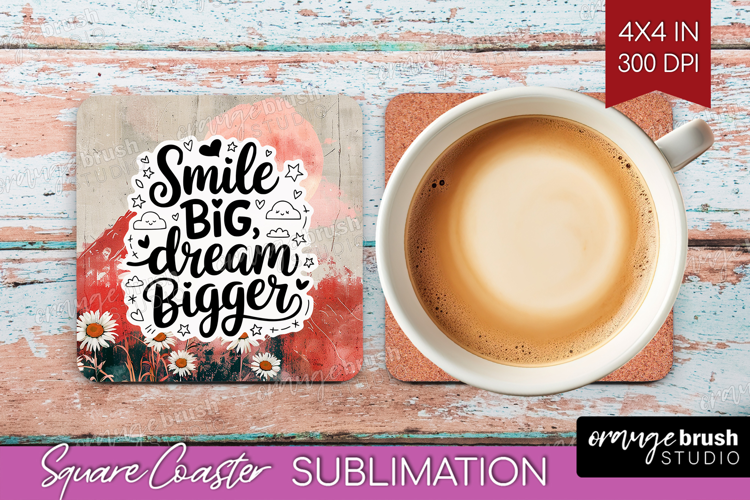 Inspirational Quote Square Coaster - Boho Coaster PNG