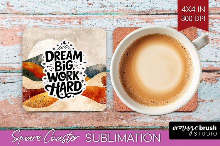 Inspirational Quote Square Coaster - Boho Coaster PNG